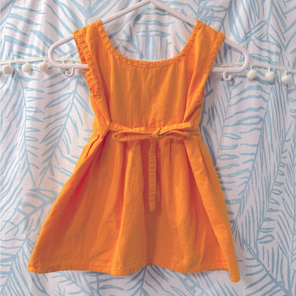Adorable Hand Embroidered Girl’s Mexican Otomi Dress in Marigold - Picture 5 of 5